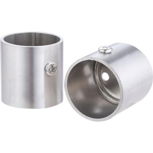 2pcs 32mm Stainless Steel Flange Seat Tube Socket Curtain Rod Closet Hanger Bracket Furniture Hardware Silver