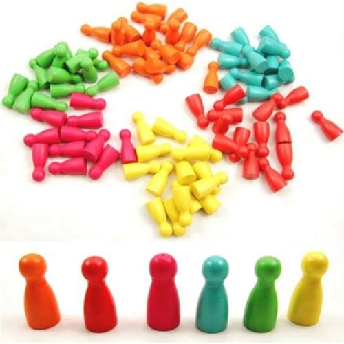20Pcs 2.9*1.3cm Wooden Pawn Chess Pieces for Board Games/Card Game Accessories 6 colors