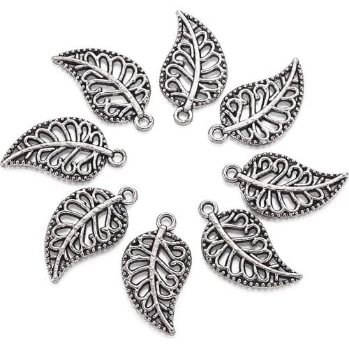 20pc Tibetan Style Leaf Retro Pendants For Jewelry Necklace Bracelet Earring Charms DIY Making