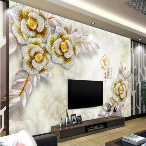 Beibehang Custom 3D wallpaper shiny Jinhua 3d stereo TV back wall modern decoration wallpaper TV living room wallpaper murals