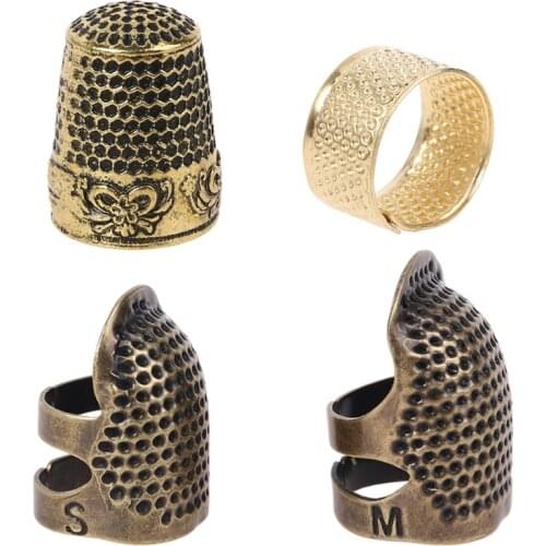 4pcs/set Finger Thimbles Metal Shield Protector Pin Needles Grip Sewing Quilting DIY Craft Accessories