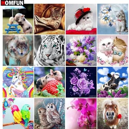 HOMFUN Full Square/Round Drill 5D DIY Diamond Painting "Cartoon Animal Flower"3D Embroidery Cross Stitch 5D Home Decor Gift