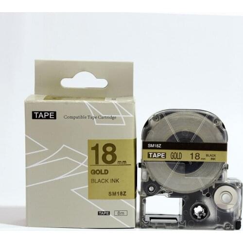 Free ship 3PK/lot KINGJIM SM18ZW black on Gold for labelworks SM18ZW compatible for LW-300 LW-400 labelling maker label tapes
