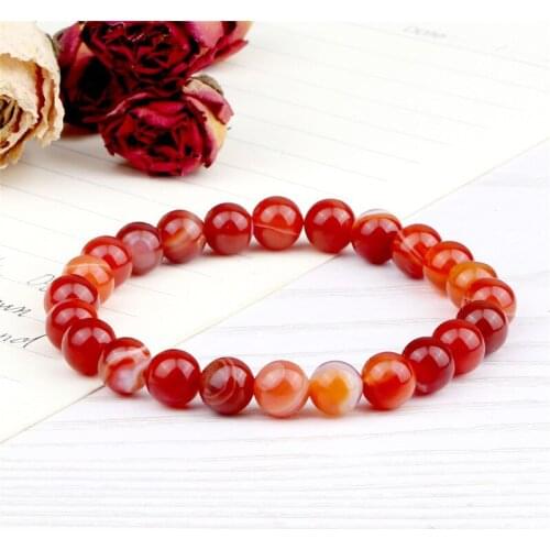 Natural Stone Bracelet Beaded 8mm Striped Agates Lava Bracelets&Bangles Elastic Colored For Women/Men Handmade Charm Jewelry