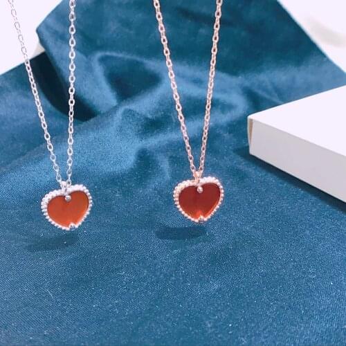 S925 Sterling Silver 925 Original Pendant Necklace Woman Fine Jewelry Inlay Shining Agate Luxuriant Zircon Clavicle Chain Luxury