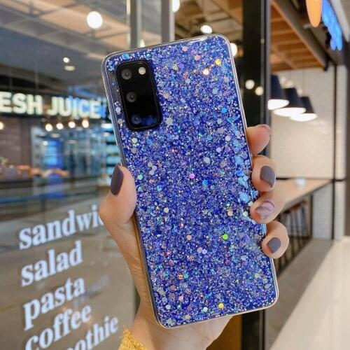 Simple Shinning Sequins Sparkly Soft Phone Case For Samsung Galaxy M10 A30 A50 A70 A10S A20S A51 A71 A91 A81 A01 A31 A21S A10E