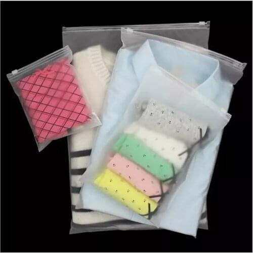10x15/14x20/17x25cm 3 sizes Frosted Resealable Transparent cloth Zip Lock Pouch Plastic Bag with zipper Organizer Storage Bag