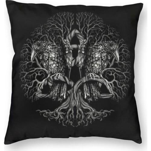 Tree Of Life Yggdrasil With Ravens Square Pillow Cover Home Decorative Vikings Cushion Cover Throw Pillow For Living Room