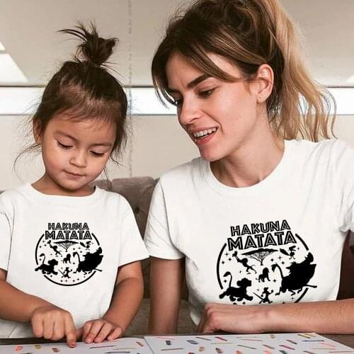 Children HAKUNA MATATA Fashion Lion King T Shirt Kids Harajuku Graphic Adult Unisex Tops Kawaii Famliy Look