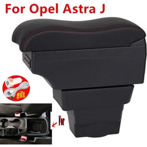 For Opel Astra Armrest Retrofit parts For Opel Astra J Armrest Center Storage box car accessories band USB Easy to install