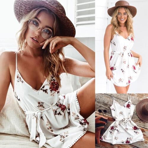 Elegant Fashion Women Lady Casual Sleeveless Floral Dress Evening Party Beach Short Mini Dress New
