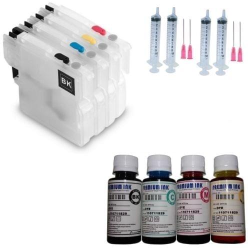 INK WAY REFILLABLE CARTRIDGES + 400ML INK BROTHER LC 223 DCP J4120DW DCP J562DW NON OEM,FREE POSTAGE