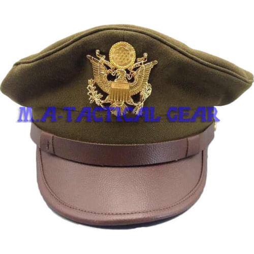 WWII WW2 US AirR Force AAF Officer Cap With Hat GOLD Color EAGLE Badge