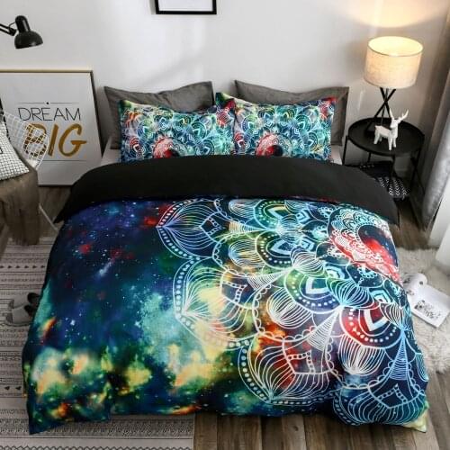 2020 Fashion 2/3pcs 3d Digital Bohemian Flower Printing Bedding Set Duvet Cover Sets 1Quilt Cover + 1/2 Pillowcases US Size