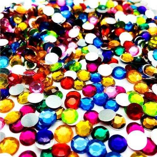 4mm 5mm 6mm 8mm Flatback Round Acrylic Plastic Rhinestones For Handicraft Decoration 3D Nails Clothing Shoes Luggage Crafts DIY