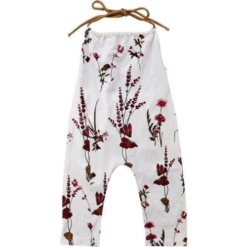 Summer Newborn Kid Baby Girl Romper Sleeveless Floral Strap Backless White Rompers Girls Clothing Jumpsuit Outfits 6M-5T