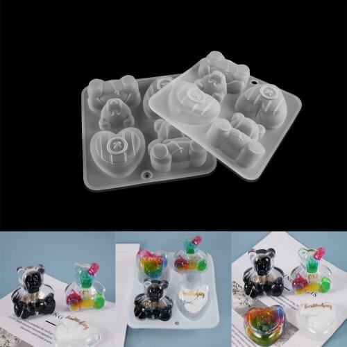 Bear Heart Silicone Mold Handmade DIY Geometry Stereo Bear Mould Mirror Silicone Mold Decoration for Jewelry Making