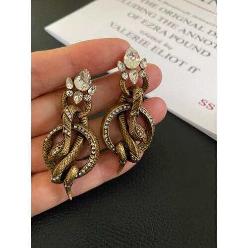 Trendy personality brass retro snake winding earrings