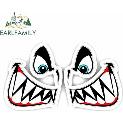 EARLFAMILY 13cm x 7.6cm For Two Angry Sharks Graffiti Car Stickers Vinyl Car Wrap Decal Personality Creative Waterproof Decor