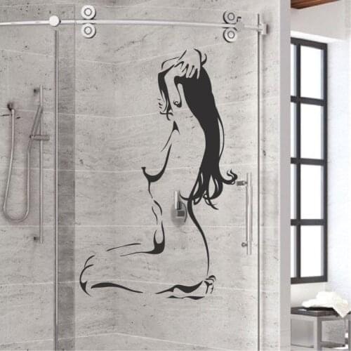 Nude Bathroom Wall Glass Decal Sexy Naked Woman Girl Vinyl Wall Stickers Bathroom Decoration Home Decor Bedroom Decals G476
