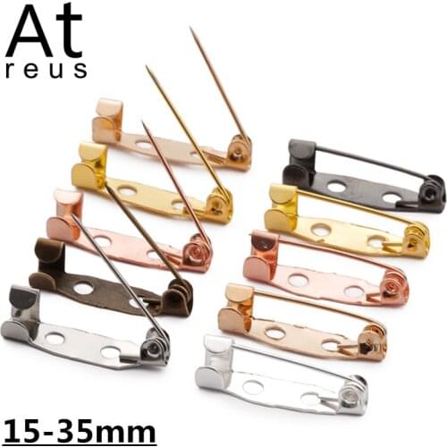 50pcs/lot 15 20 25 30 35 mm Rhodium Brooch Clip Base Pins Safety Pins Brooch Settings Blank Base For DIY Jewelry Making Supplies