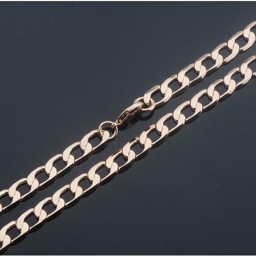 Fashion Jewelry 6.5mm Wide Classic Women Men 585 Rose Gold Color Necklace 50cm 60cm