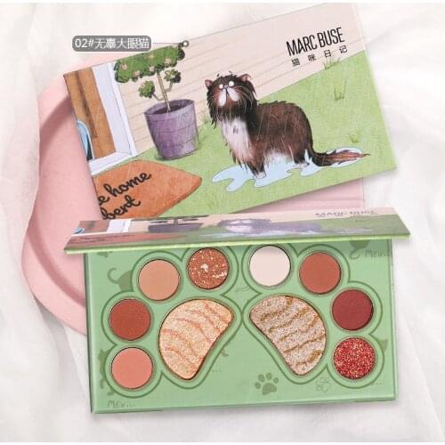 Cat Diary 10 Color Eyeshadow Palette Student Daily Matte Pearl Sequin Delicate Eyeshadow make up eye glitter beginner