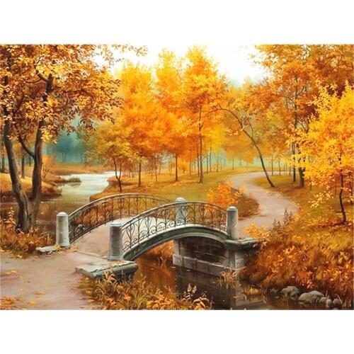 Landscape Spring DIY Embroidery Cross Stitch 11CT Kits Needlework Craft Set Cotton Thread Printed Canvas Home Dropshipping