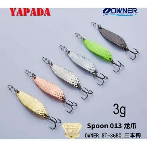 YAPADA Spoon 013 Loong Claw strengthen Treble Hook 3g/5g 38-45mm Multicolor Zinc alloy Metal Spoon Feather Fishing Lures Bass