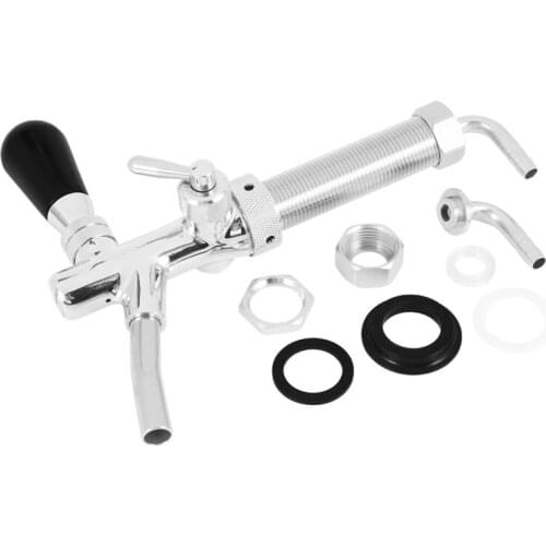 Adjustable Flow Control Chrome Draft Beer Faucet Tap G5/8 Shank Long Stem Home Brew Beer Keg Faucet-Silver