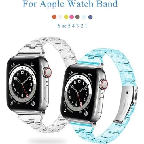 Resin Strap for Apple Watch Band 38mm Series 3 Transparent Watchband for iwatch 6 se 5 4 3 2 1 Woman Loop correa Replacement