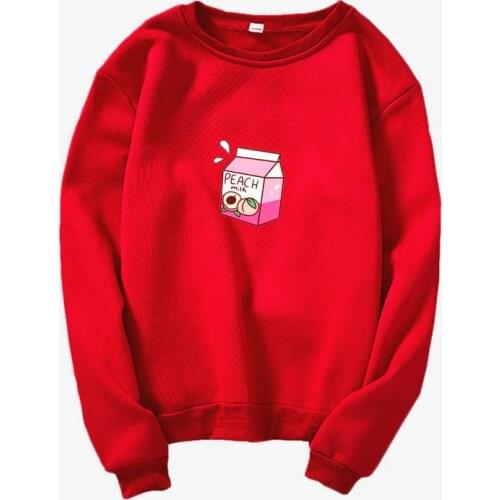 Round neck shirt long sleeve sweatshirt Harajuku style Cartoon kawaii korean cute sweatshirt Peach milk sweatshirt