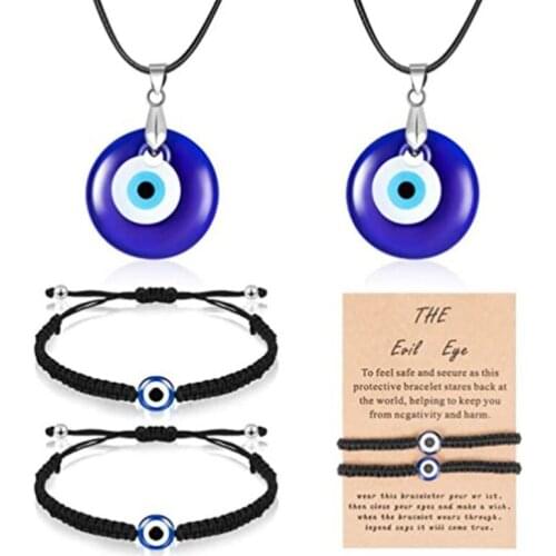 Lucky Blue Eye Necklace Evil Eye Pendant Bracelet Necklace Turkish Evil Eye for Protection and Blessing for Men Women