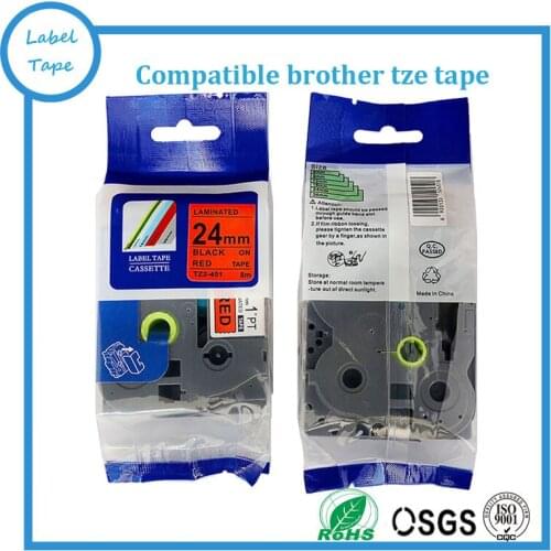 Compatible P touch TZ tape TZe tape tz451 TZE451 TZE 451 24mm black on red