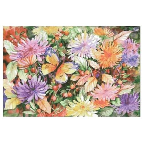 Butterflies and Flowers Top Quality Cross Stitch Kits Crafts 14CT Unprinted Embroidered Handmade Art Decor