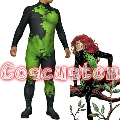 Coscustom High Quality 3D Print Poison Ivy Costume Spandex Suit Poison Ivy Zentai Catsuit Halloween Cosplay Costume