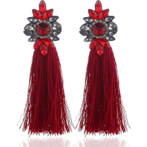 Hot sale 9 Colors Long Tassel Earrings For Women Crystal Drop Earrings For Wedding Fashion Statement Jewelry Wholesale Gift