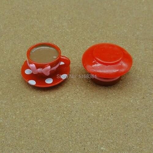 1pcs/lot Resin hote sell red bowknot spots coffee cup 26mm kawaii cabochons DIY christmas decorations A008-5