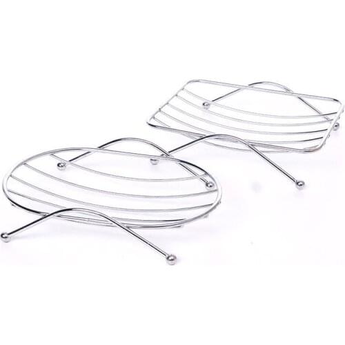 1 Piece Fashion Brief Stainless Steel Bathroom Round Soap Dishes Box Holder Tray Silver Round Square Shape