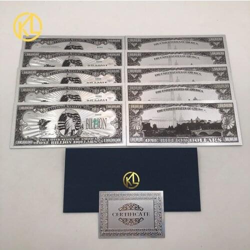10pcs/lot Gold or Silver Plated Gold 1Billion Decorative Gifts Money Banknotes Tickets