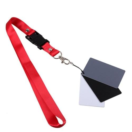 3 In 1 White Black Grey Balance Cards 18 Degree Gray Card S Size With Neck Strap Photography Accessories For Digital Cameras
