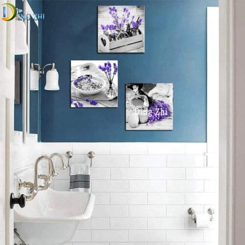 5D DIY Lavender In Small Bottle Diamond Painting Wall Art Triptych Embroidery Mosaic Flower Aromatherapy Room Decor Gift