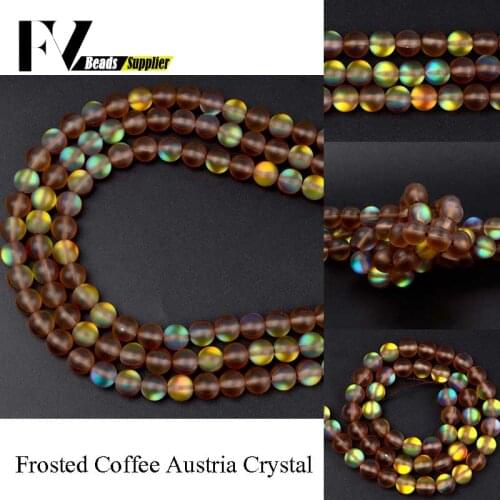 A+ Dull Polished Frost Gray Austrian Crystal Round Beads for Jewelry Making 6 8 10 12mm Glitter Moonstone Diy Beads Accessories