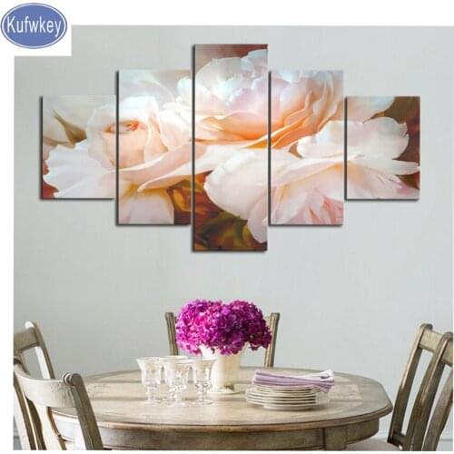 Diamond painting pink peony flower mosaic diamant Painting full square diamond embroidery for Home Office decor Multi-pictures