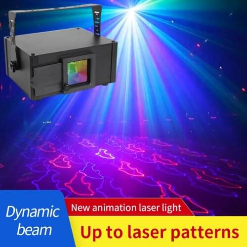 OUFULA 4D Animation Laser Light LED Flashlight Voice Control Stage Lamp with Remote Control For KTV Bar