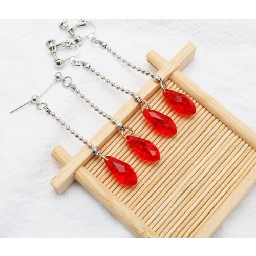 Anime HUNTER×HUNTER Kurapika Earrings Ear Clip Metal Water Drop Trendy Unisex Fashionable Earrings Show Temperament