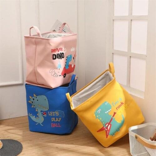 Large Capacity Square Laundry Basket Foldable Dirty Clothes Cartoon Storage Bucket Bag with Drawstring Cover Kids Toy Storage