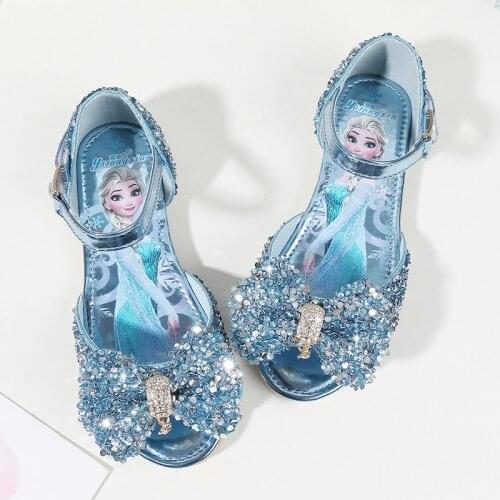 Disney Girls sandals 2019 new fashion summer childrens princess shoes baby rhinestones Frozen Elsa sandals