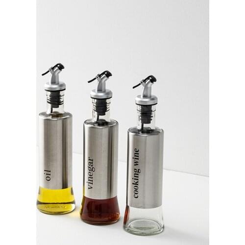 Stainless Steel Oil Bottle Vinegar Pot Leak-Proof Seasoning Bottle Soy Sauce Bottle Set Kitchen Seasoning Soy Sauce Bottle Glass