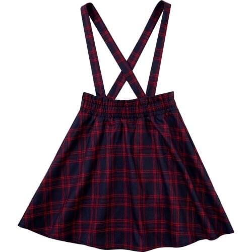 Kids Pleated Mini Plaid Skirts For Girls Overalls Skirt Cross Back Suspender Skirt Wide Shoulder Straps Student Uniform Skirts